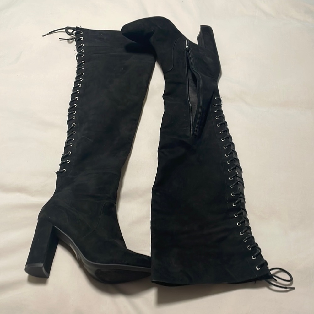Thigh high Suede black boots